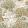 Ronald Redding Tea Garden Sprig & Heron Coral Wallpaper