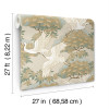 Ronald Redding Tea Garden Sprig & Heron Coral Wallpaper