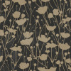 Ronald Redding Tea Garden Shimmering Poppies Black & Gold Wallpaper
