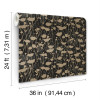 Ronald Redding Tea Garden Shimmering Poppies Black & Gold Wallpaper