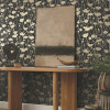 Ronald Redding Tea Garden Shimmering Poppies Black & Gold Wallpaper