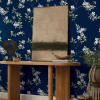 Ronald Redding Tea Garden April Blossom Navy Wallpaper