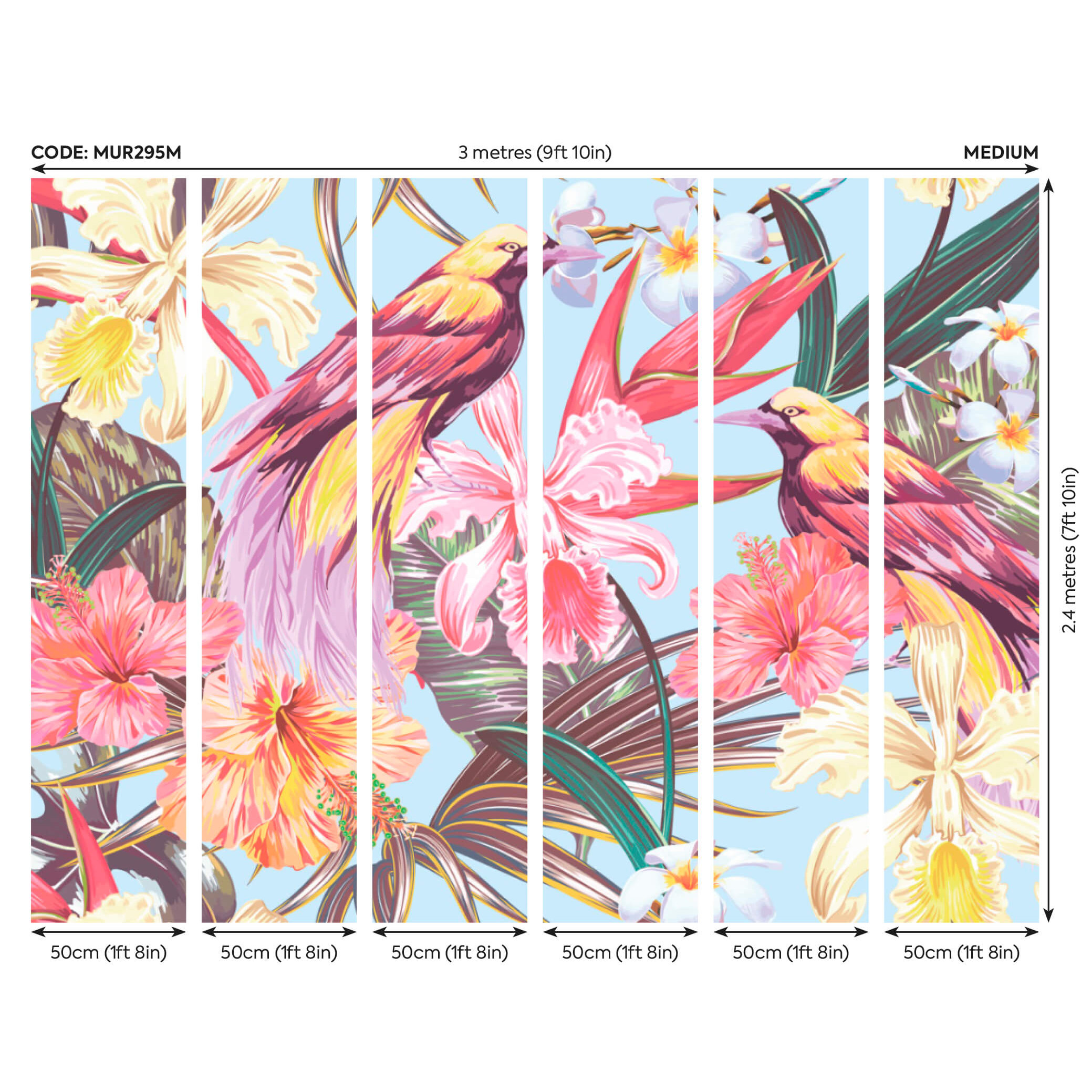 Origin Murals Birds And Flowers Mural Multi - Medium (300cm x 240cm)